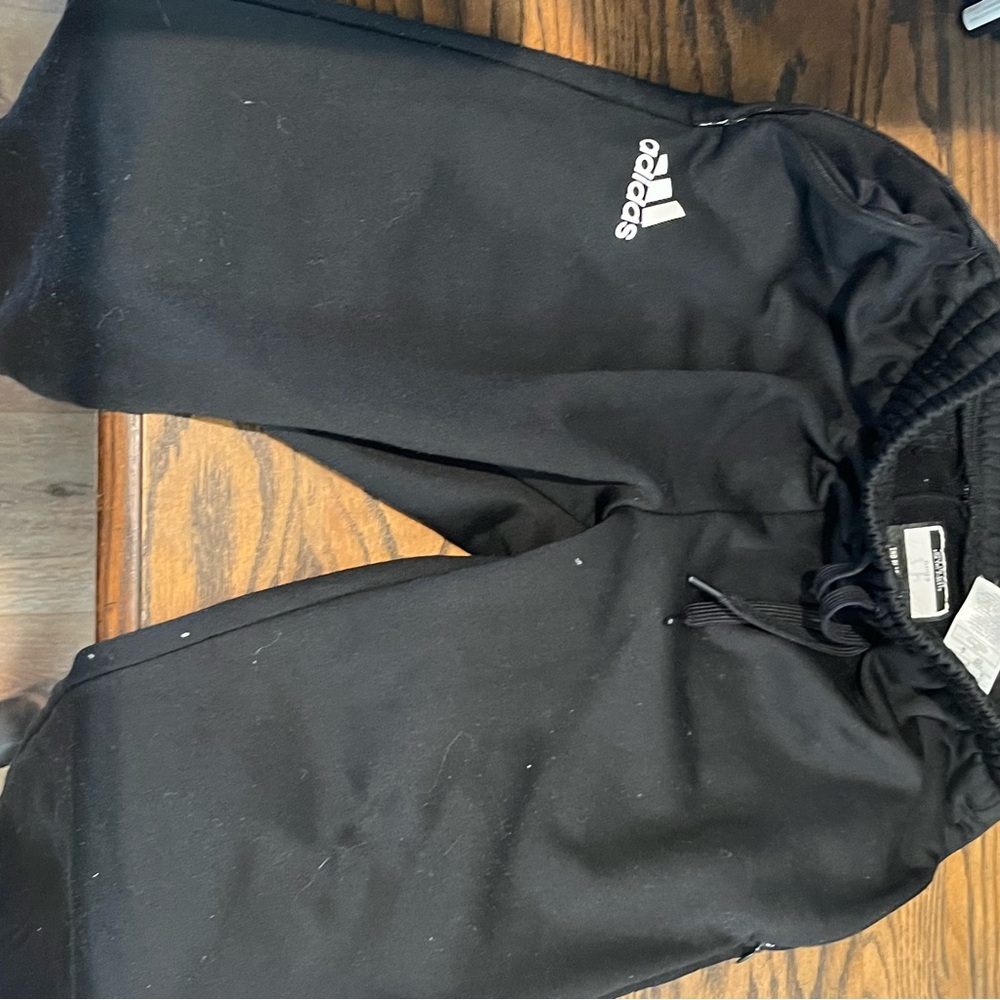 Adidas Black Tapered Sweatpants with Elastic Cuffs